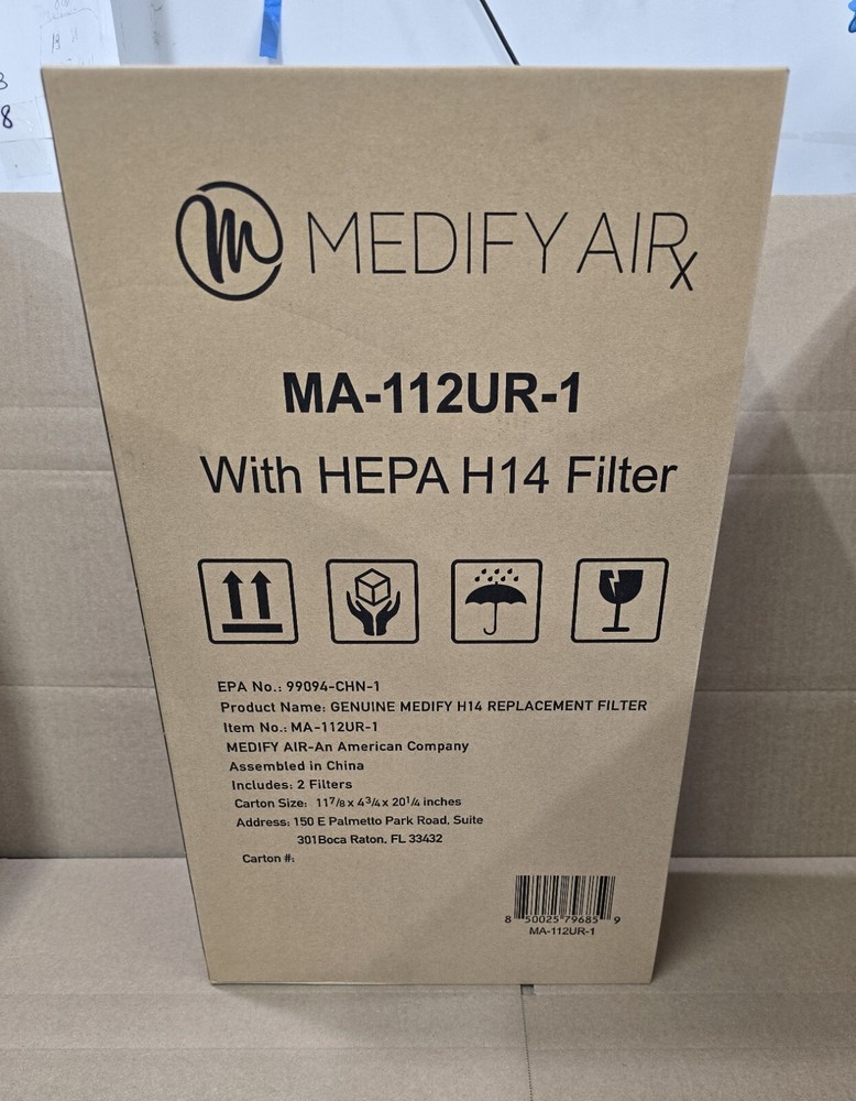Medify Air MA-112UR-1 HEPA H14 Replacement Filter 2-Pack OEM Genuine