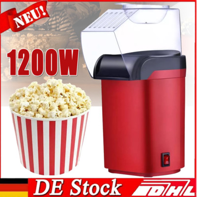 1200W Heißluft Popcornmaschine fettfrei Popcorn Maker Kino Popcornautomat Rot DE