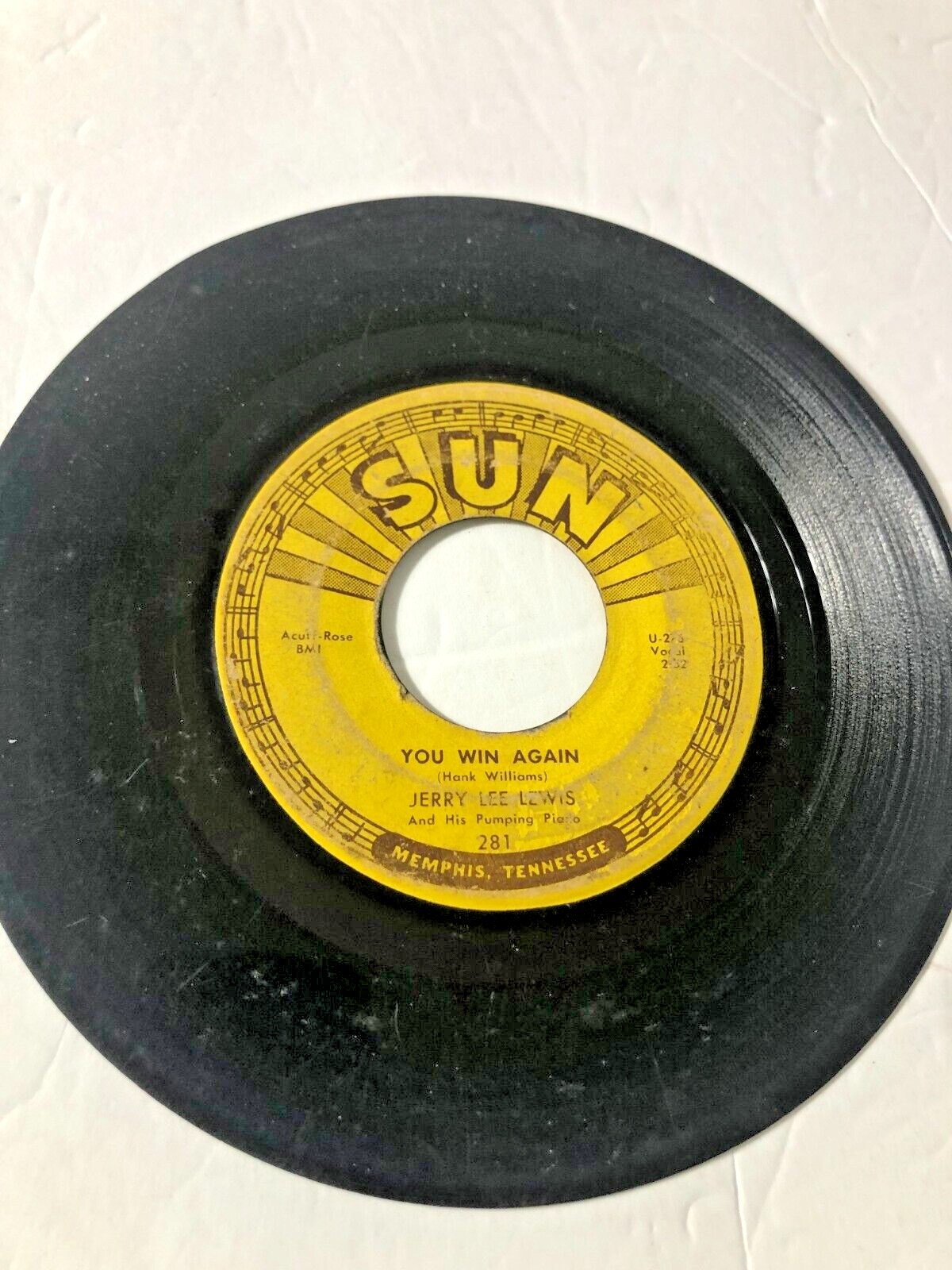 Jerry Lee Lewis on SUN Records No 281, Great Balls of Fire, Good condition.
