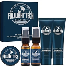Fulllight Tech Orange Shaving Cream Kit - Shave Oil After Shave Balm Beard Soap