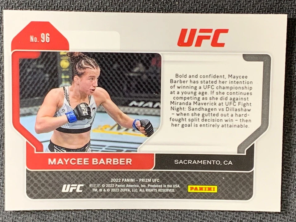 Maycee Barber #96 Panini Prizm UFC Mixed Martial Arts Card 2022 - Image 2 of 2