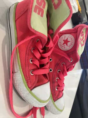 Converse All Star Pink Lime Fold Down High Top Sneakers Shoes - Main Image