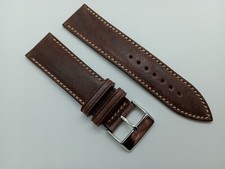 New Geckota 24mm Handmade Dark Brown Italian Genuine Leather Watch Strap XC8