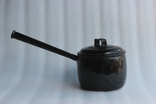 Vintage Black Iron Enamel Saucepan Pot "JUDGEWARE" Home Decor Collectible