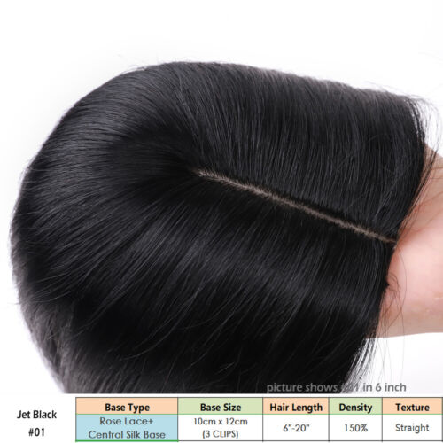 100% Real Remy Human Hair Mono Topper Toupee Clips Hairpiece Top Wigs Caramel US - Picture 16 of 88