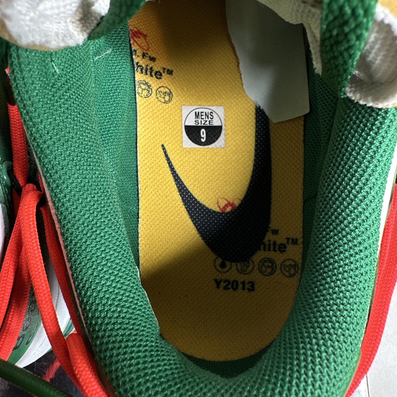 OFF WHITE X NIKE Taglia 9 Nike Dunk Low x OFF WHITE verde pino 2019 INDOSSATE DUE VOLTE con scatola originale