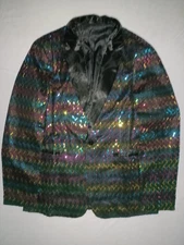 Men's Multicolor Sequins Tuxedo Dinner Jacket with Black Lapel Size Large 40R