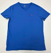 GUC Polo Ralph Lauren Men's Blue Short-Sleeve V-Neck T-Shirt 100 Cotton SZ M