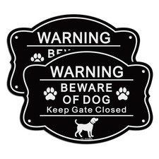 Beware of Dog Sign Keep Gate Closed Sign - 2 Pack - 9.5 x 6.8 Inches Rust Fre...