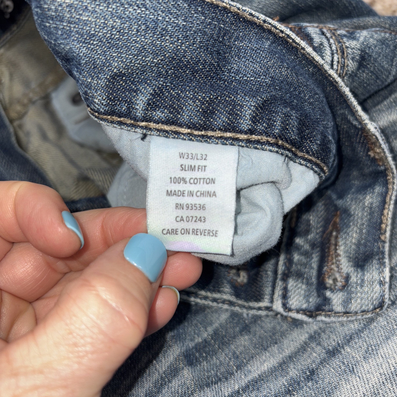 Marc Ecko Cut & Sew Men's 33 Slim Fit Denim Jeans Fits 34 X 31.5 Button Fly - View 5