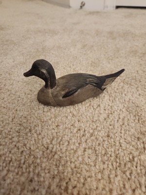 Wooden Hand Carved Duck Vintage 1986 6.5'' Brown
