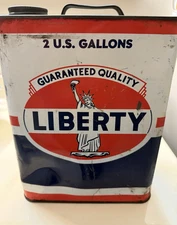 Vintage LIBERTY 2 Gallon Motor Oil Can Collectible Advertising
