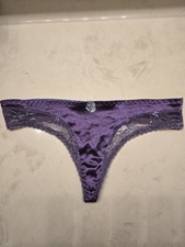Vintage Jennifer Purple And Lace Satin Thong Medium Lowrise Y2k Era