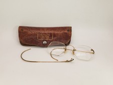 Vintage American Optical AO 12K Gold Filled Rimless Eyeglasses Frames w/Case