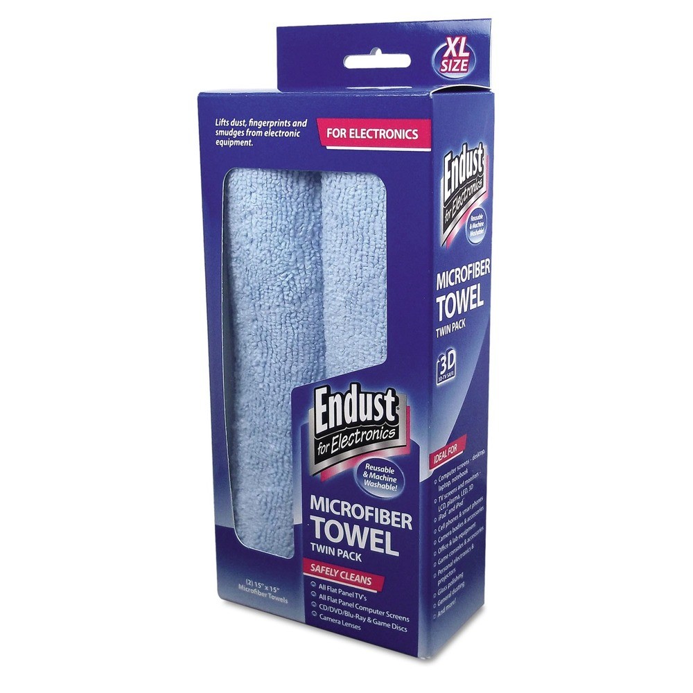 Endust for Electronics 11421 15" x 15" Microfiber Towels - Unscntd Blue 2/PK New