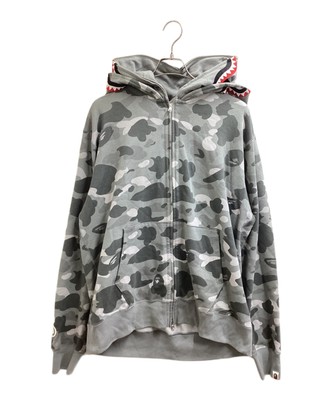 A BATHING APE Double Shark Full Zip Hoodie Size: 2XL Gray Men 001ZPH301019X