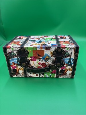 Paris Decorative Wood Treasure Chest Storage Box 12x7x6