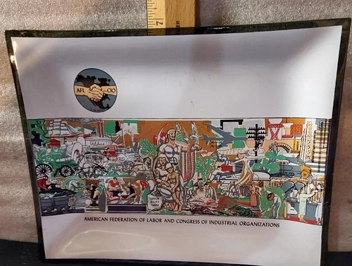 Vintage AFL-CIO American Flint Glass Workers' Union Label Decorative Platter