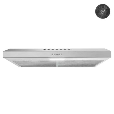 30 In. Bergamo Ductless under Cabinet Range Hood in Brushed Stainless Steel, Mes