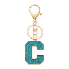 Initial Letter Keychain, A-Z Alphabet Keyring Letter C Metal Key Chain, Blue