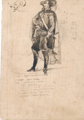 musketeer drawing? ink illustration unsigned author unidentified