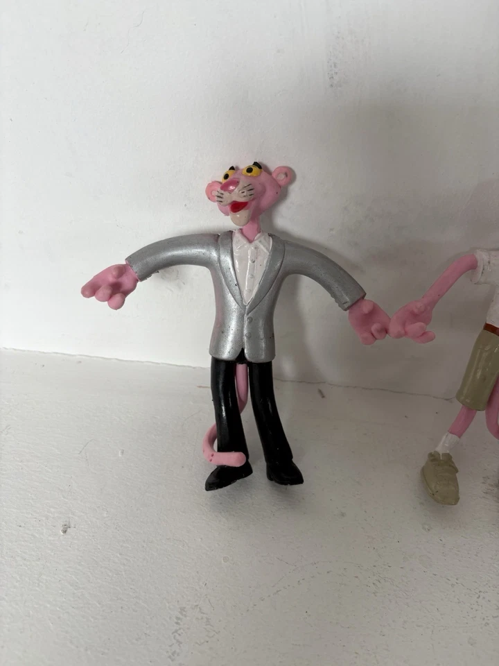 3 x Pink Panther 4.5" Bendy Bendable Figures 1999 Vintage Toys Suit & Golf - Image 2 of 4