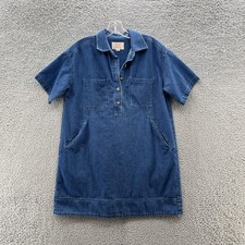 Marine Layer Dress Small Blue Denim Liza Collared Pockets Relaxed Mini Shift