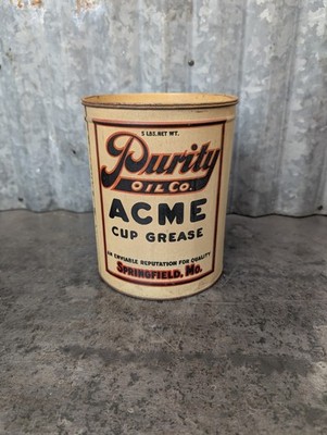 Purity Oil Company ACME Cup Grease can 5lb Springfield MO
