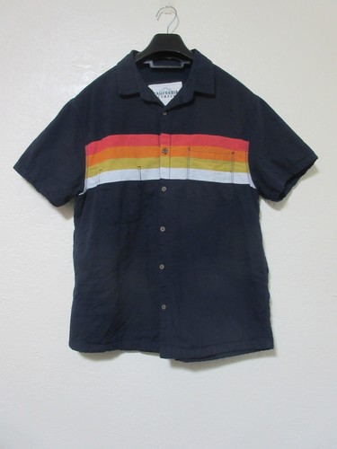 California Cowboy blau Colorblock Hochwasser Knopfleiste Kurzarm Hemd Medium