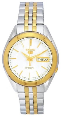 Seiko 5 Two Tone Stainless Steel White Zifferblatt Automatic SNKL24J1 Herrenuhr