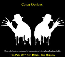 Freddy Krueger Silhouette 2 Pk of 5" Vinyl Decals - Color Options Vehicle Window