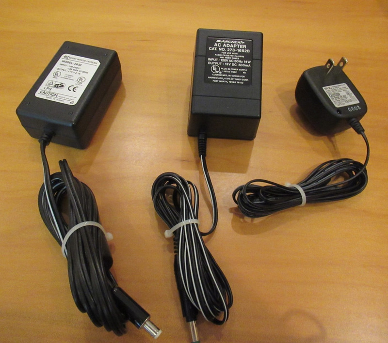 THREE AC ADAPTERS - ARCHER  12V - DVE  5-7V - ELPAC 7V