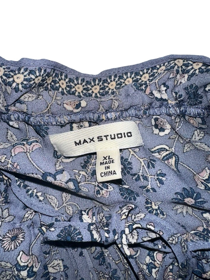 Vestido Max Studio para mujer azul floral con volantes en capas talla XL Boho Cottage Fairy Foto 4 de 4