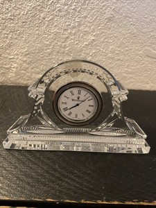 VTG  Ireland Waterford Crystal Small Mini Mantle Clock w/Waterford Clock Face