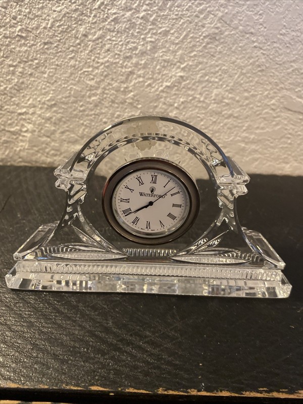 VTG  Ireland Waterford Crystal Small Mini Mantle Clock w/Waterford Clock Face