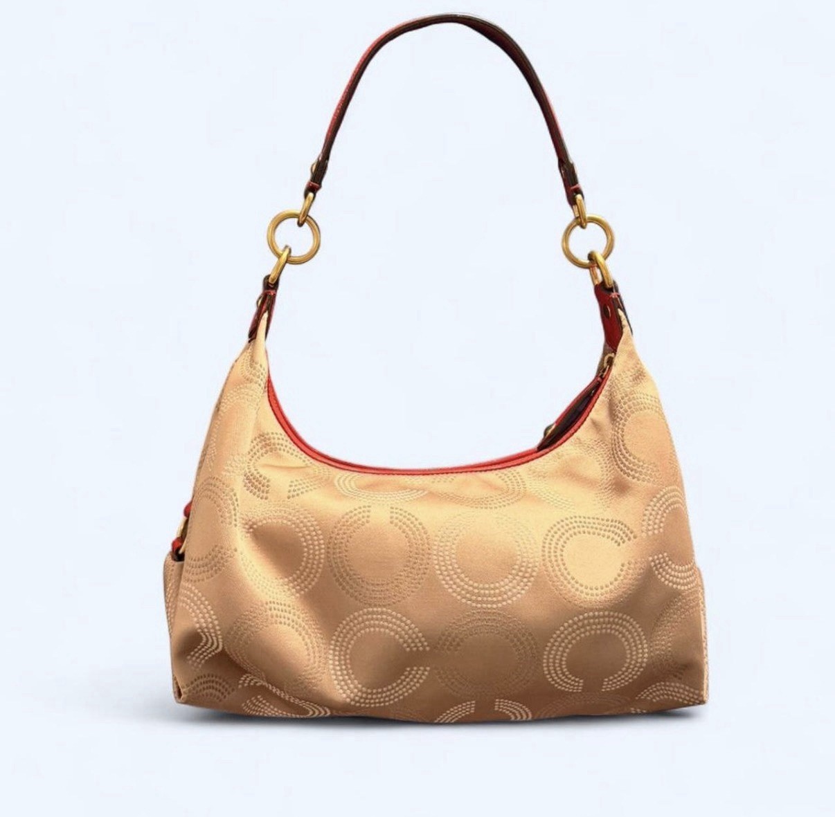 Y2K Coach Ashley Dotted Op Art Boho red and gold leather shoulder bag image 3