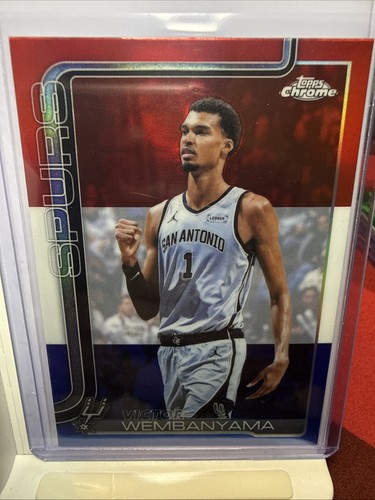Victor Wembanyama 2025-26 Topps Chrome #221 Red White & Blue Refractor