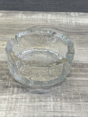 Vtg Ashtray Blenko Hammered Iridescent  MCM Heavy Pebble Textured Glass