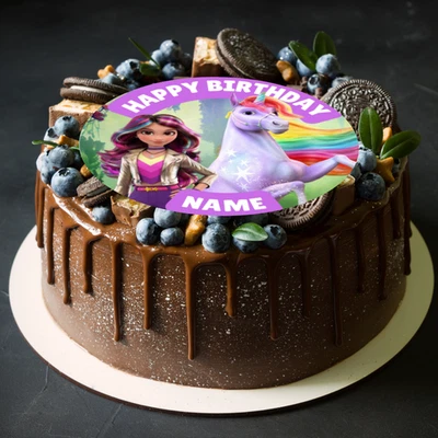 Unicorn Academy Large Round Cake Topper Edible Icing Wafer Circles Personalised