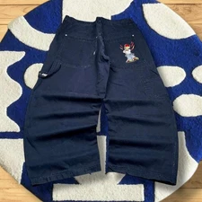 Y2K Code 4 Wide Leg Baggy Grunge Skater JNCO Style Navy Pants 36x30
