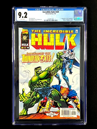 Incredible Hulk #449, CGC 9.2, Marvel 1997, 1st app. Thunderbolts, New Avengers