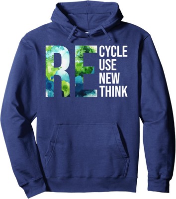 Recycle Reuse Renew Rethink Earth Day Environmental Unisex Hooded Sweatshirt