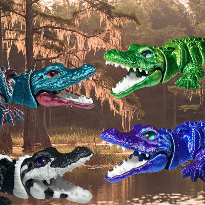 Alligator - 3d Printed Articulated Figure - 9'' - Varied Eye Color