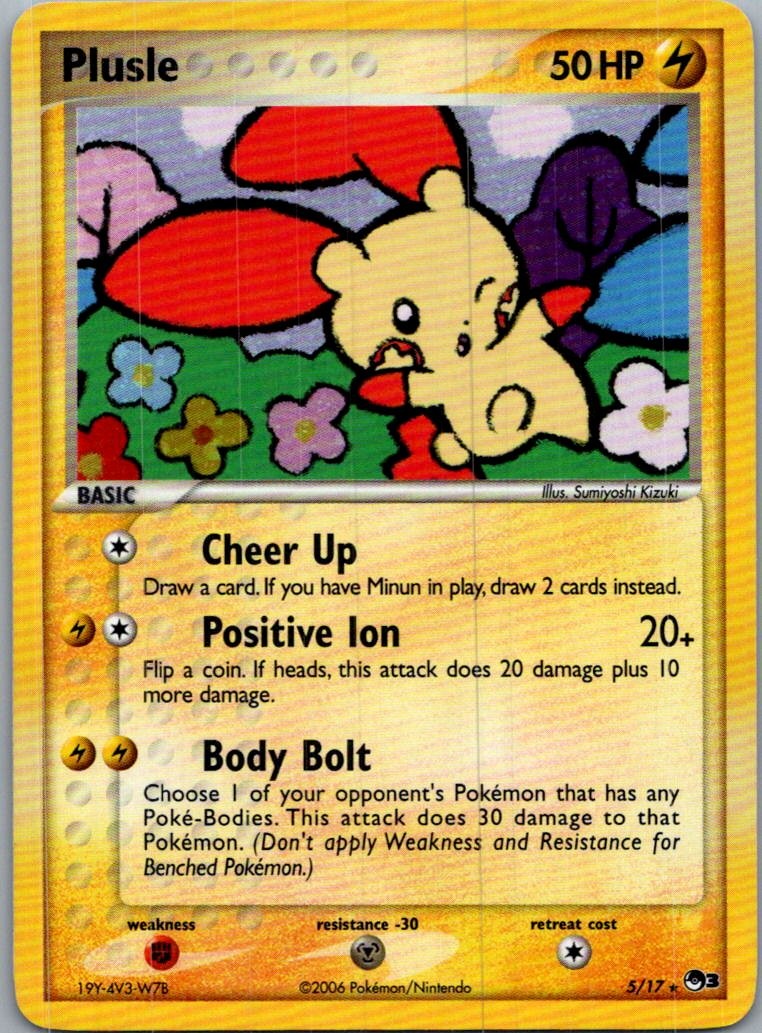 Plusle 5/17 Rare POP Series 3 Pokemon Holo Lightly Played