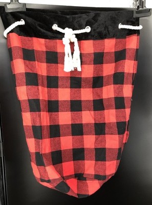Cotton Cotton Red/Black   Buffalo Print/Velvet Giant Bag 23 X 31