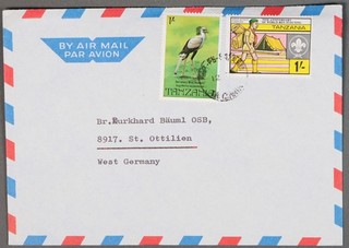 MayfairStamps Tanzania Boy Scout Anniversary to St. Ottilien Germany Air Mail Co