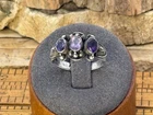 Vintage Southwestern Sterling Silver Amethyst Beaded Ring Sz 9--1426.26