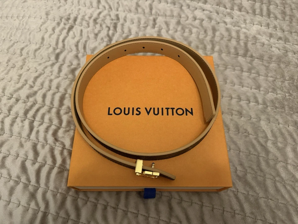 Louis Vuitton LV Women 75mm Brown Leather Belt Gold Buckle - Image 2 of 4
