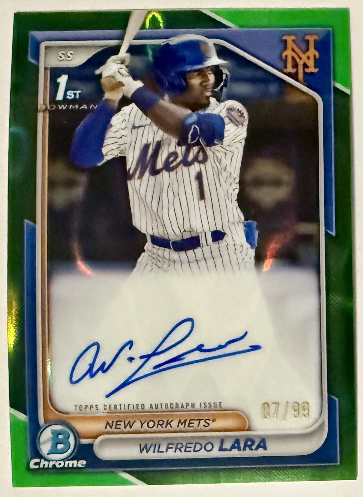 WILFREDO LARA 2024 Bowman Chrome Green Lava Refractor /99 Rookie Auto #CPA-WL