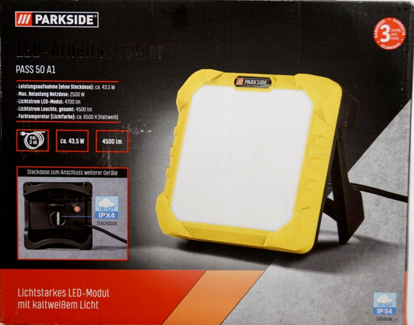 Parkside Led-Arbeitsstrahler Arbeitsleuchte Werkstattleuchte Steckdose 4700Lm-image